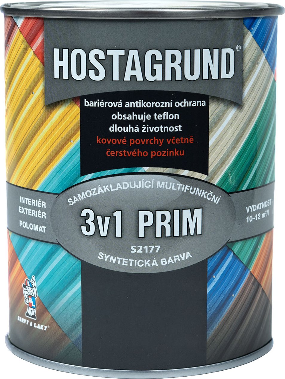 Barvy a laky Hostivař a.s. S-2177/0155 antracit PRIM 3V1 / 0,6L