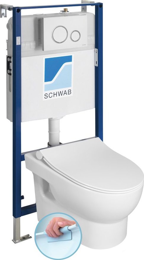 Koupelny-SEN.cz ABSOLUTE závěsné WC Rimless s podomítkovou nádržkou a tlačítkem Schwab, bílá