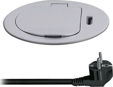 Solight.cz Vestavná zásuvka 230 V, USB-C Power Delivery 20 W, kabel 2 m, stříbrná – Solight PP122C-PD20