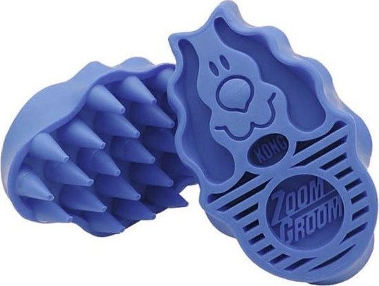 KONG Zoom Groom gumový kartáč 11cm - modrý