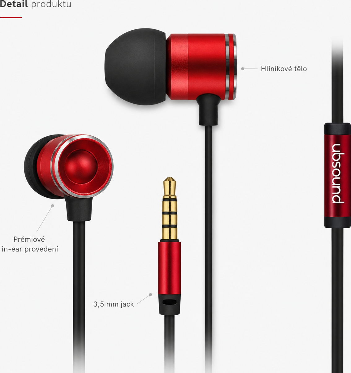 UBSOUND FIGHTER PRO IN-EAR SLUCHÁTKA HD Barva: Červená