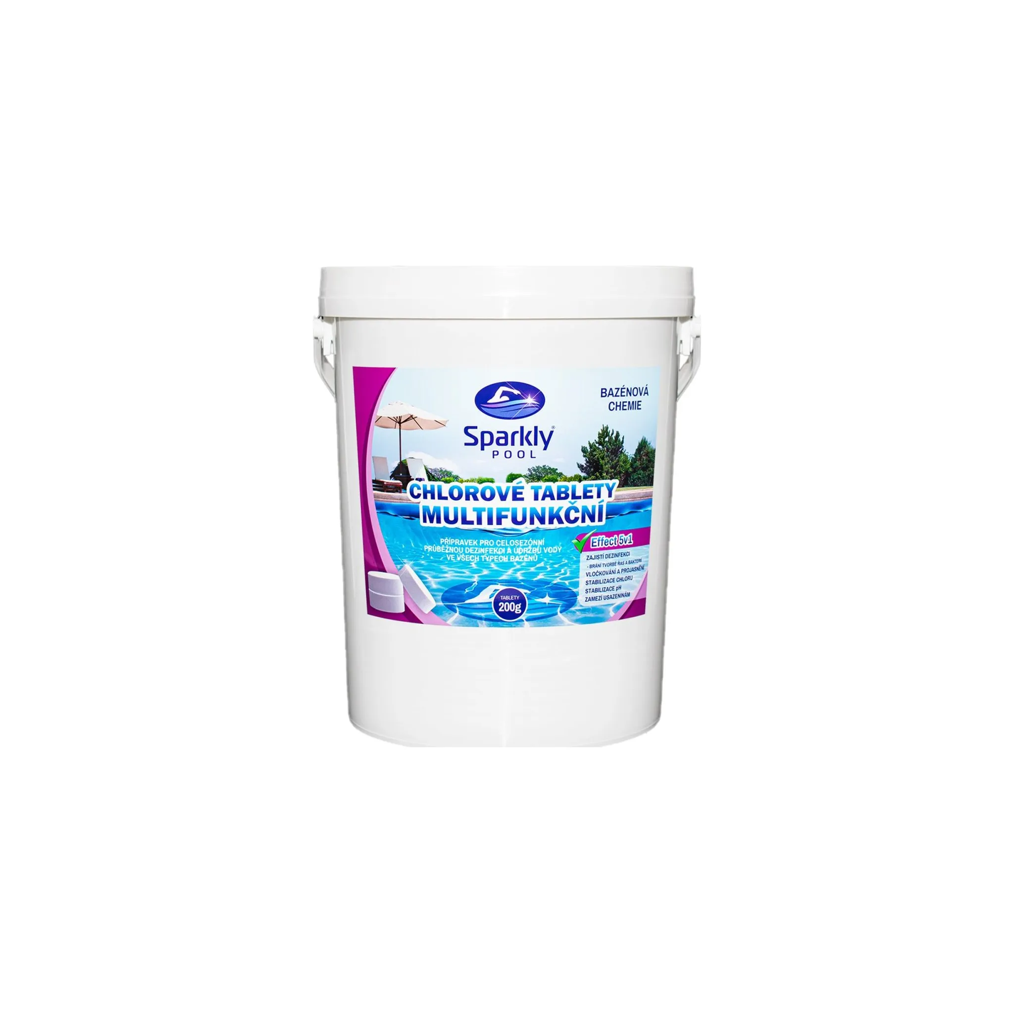 Fotografie 1 - Bazénová chemie Sparkly POOL Chlorové tablety do bazénu 5v1 multifunkční 200 g 25 kg