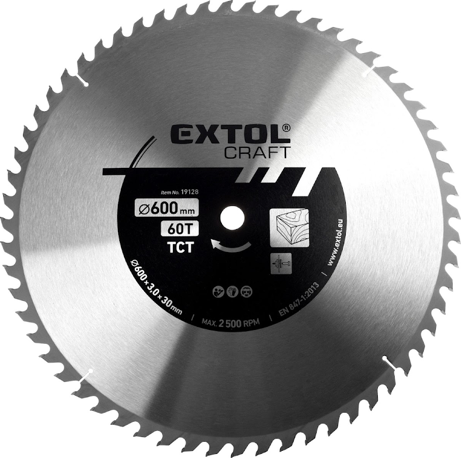Kotouč pilový s SK plátky 600 × 3,8 × 30 mm, 60T EXTOL CRAFT 19128