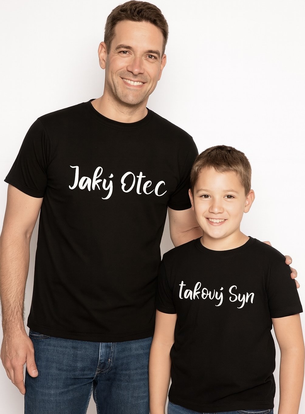 Rodinný pár triček - Jaký otec, takový syn (cena za 2ks), Barva látky královská modrá, Pánské tričko --VYBERTE VELIKOST--, Detské tričko XL