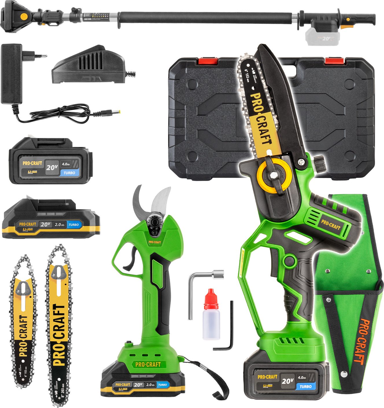 Procraft Sada aku ruční pilka s pouzdrem PKA32Li-P a nůžky na větve ES25Li + nástavec EP2.0R | SPKA32LiP/ES25Li/EP2.0R