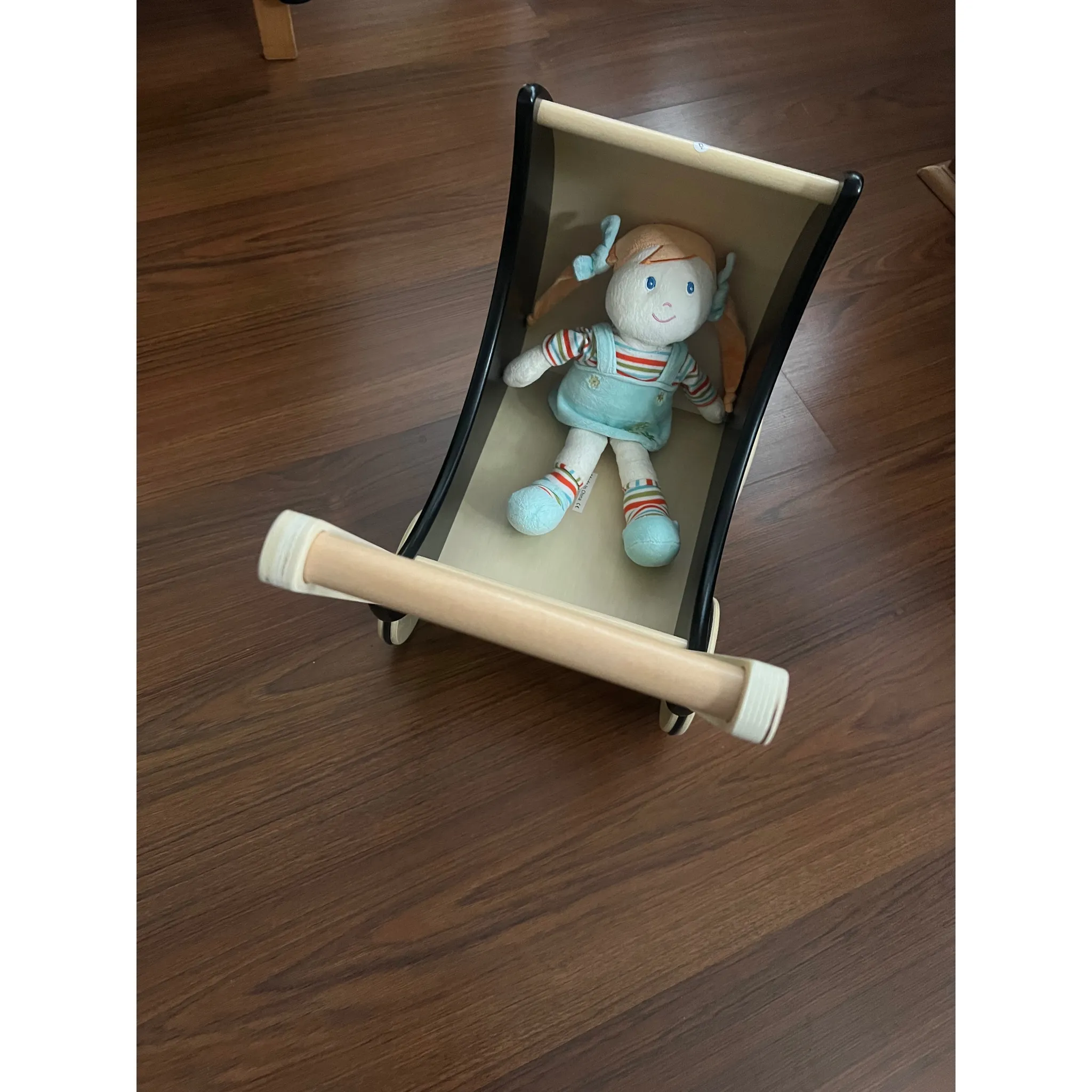 Fotografie 2 - Dětské chodítko Baby Mix Dřevěný kočárek 2v1 Montessori černý/přírodní