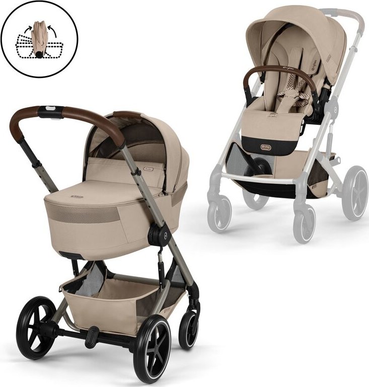 CYBEX Kočárek Balios S Lux se skládací korbičkou Fold Cot Almond Beige | beige