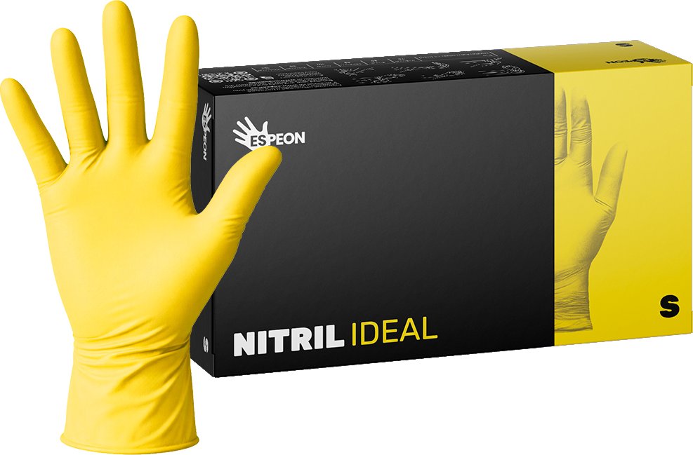 Espeon Nitrilové rukavice NITRIL IDEAL 100 ks, nepudrované, žluté, 3.5 g Velikost: S