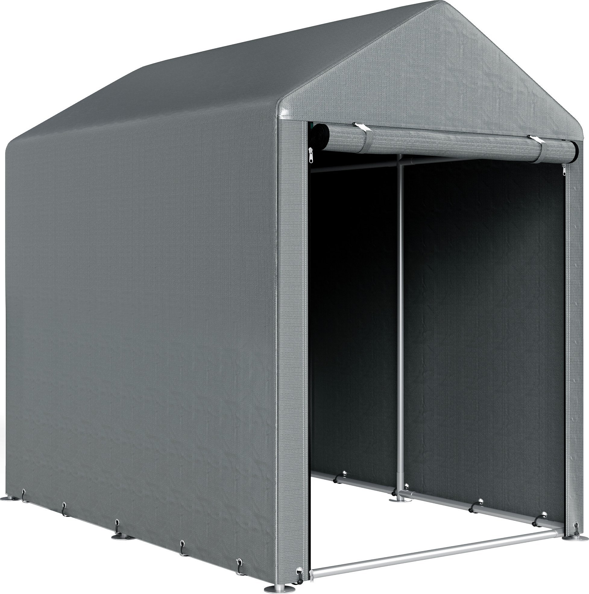 Outsunny garážový stan, 1,2 x 1,79 x 1,65 m, skladovací stan s UV ochranou, velké dveře na zip, nepromokavá fóliová garáž na zahradní nářadí, ocel| Aosom