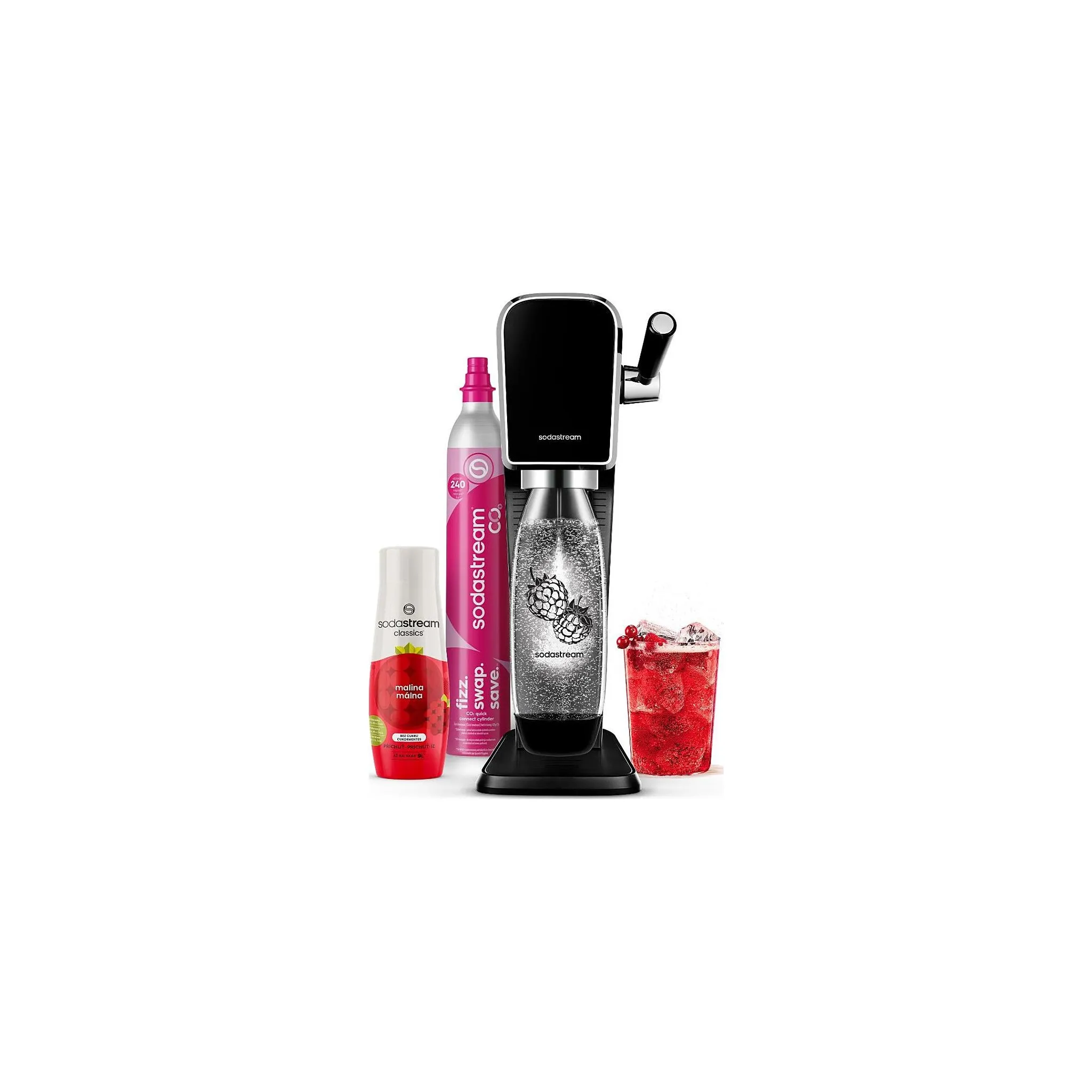 Fotografie 1 - Výrobník sody SodaStream Art černý Malina Zero Megapack