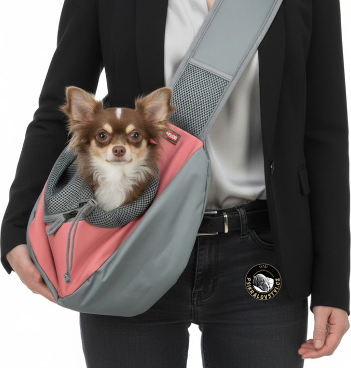 Trixie Nosítko přes rameno taška SLING na psa 50x25x18cm sv. Růžová/šedá do 5kg