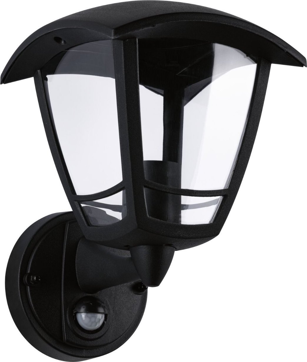 PAULMANN Venkovní nástěnné svítidlo Classic Curved pohybové čidlo IP44 hranaté 164x180mm max. 12W 230V černá umělá hmota - PAULMANN P 94647
