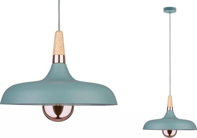 PAULMANN Závěsné svítidlo Neordic Juna 34cm zelená / měď / dřevo - PAULMANN P 79655