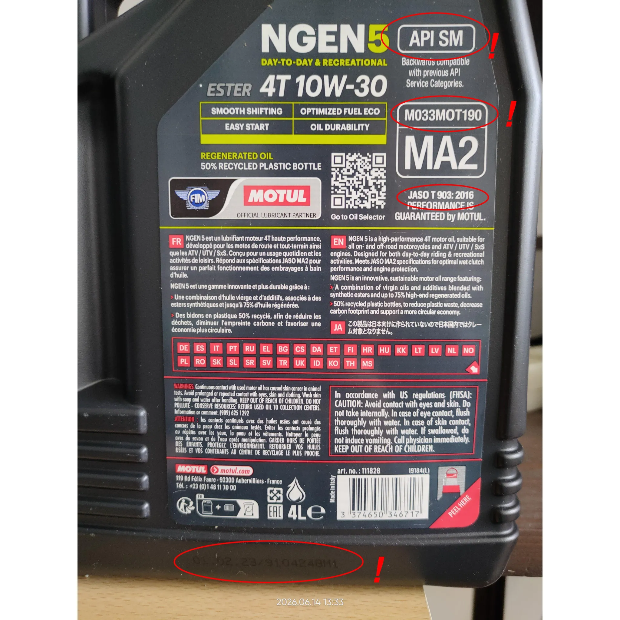 Fotografie 3 - Motorový olej Motul NGEN 5 10W-30 4 l