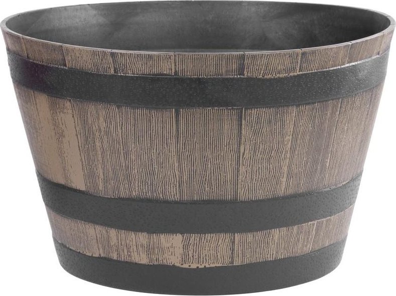 Květináč Strend Pro Woodeff, 52x32 cm, šedá barva, dřevěný efekt, soudek