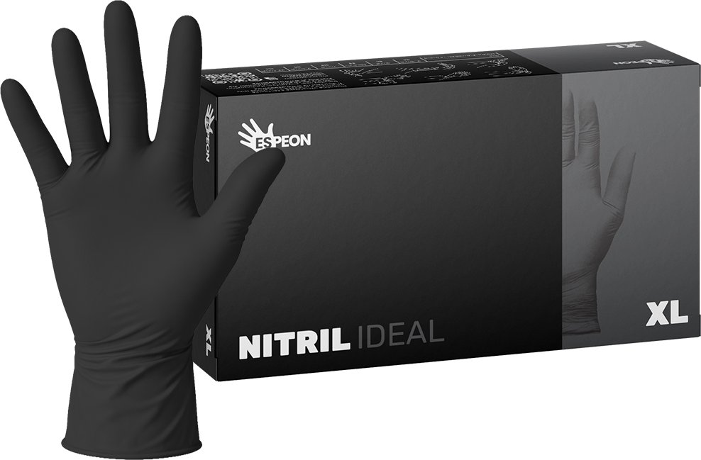 Espeon Nitrilové rukavice NITRIL IDEAL3 100 ks, nepudrované, černé, 3.5 g Velikost: XL
