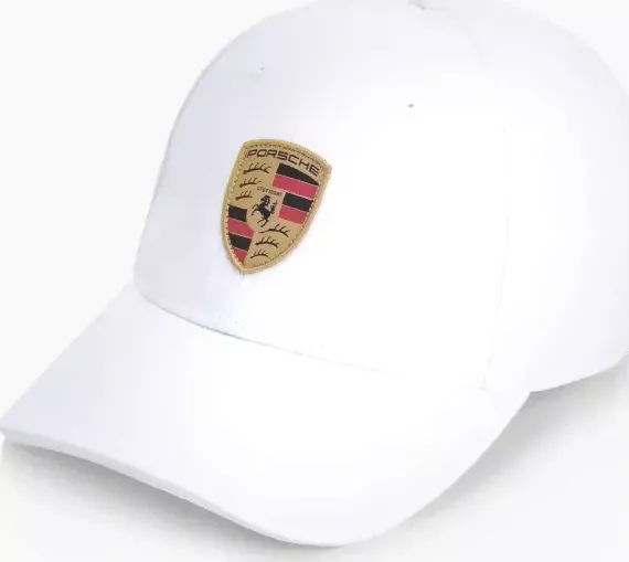 PORSCHE Crest baseball cap Essential Čepice kšiltovka se znakem bílá (Baseballová kšiltovka s erbem Porsche a kovovou sponou s nápisem „PORSCHE“.)