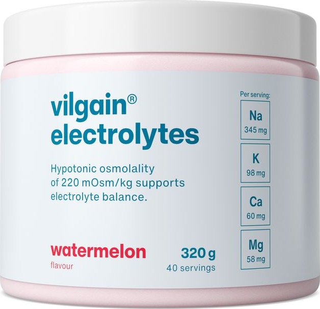 Vilgain Elektrolyty –⁠ rychlá hydratace během tréninku, v podobě rozpustného prášku s ovocnou chutí, doplněk stravy - meloun 320 g