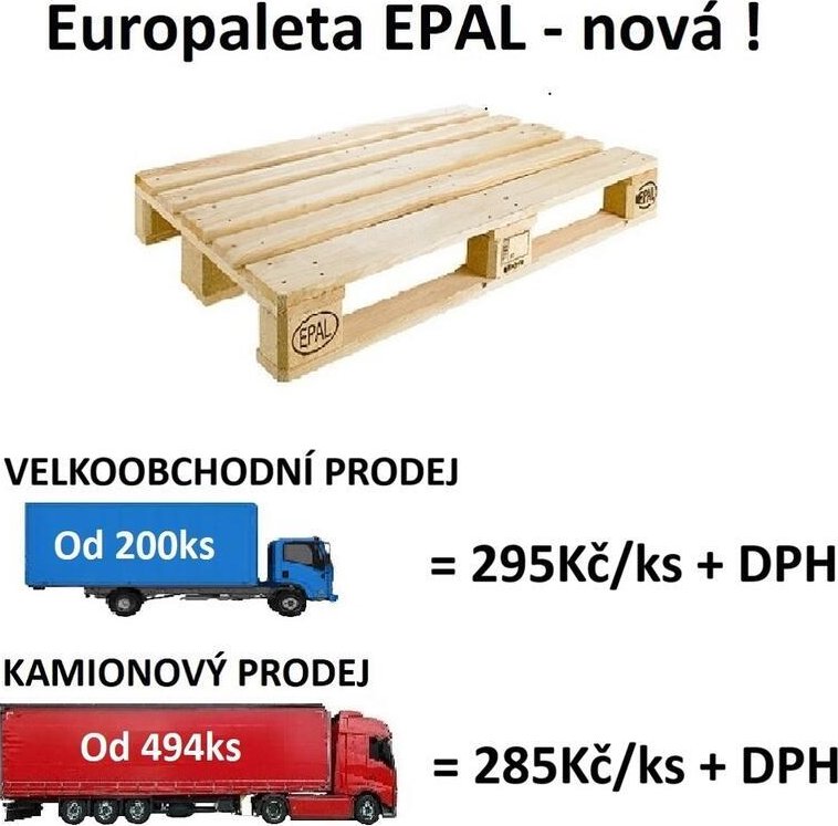 Nová europaleta - licence EPAL 1200×800 mm (velkoobchodní prodej)