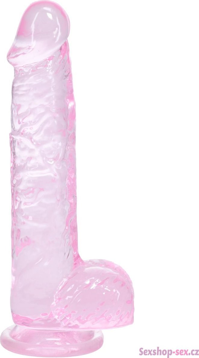 Růžové realistické dildo s varlaty a přísavkou RealRock 5"