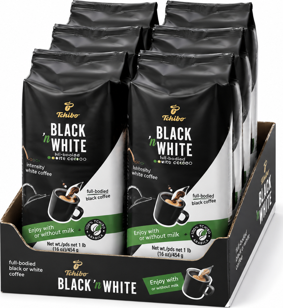 Tchibo Caffe BLACK & WHITE 8x1 kg-VÝHODNÉ BALENÍ