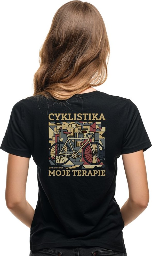 Dámské tričko nanosilver CYKLISTIKA MOJE TERAPIE - XL - černá