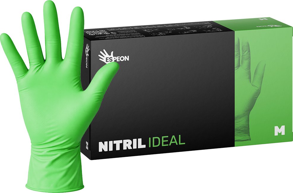 Espeon Nitrilové rukavice NITRIL IDEAL 100 ks, nepudrované, zelené, 3.5 g Velikost: M