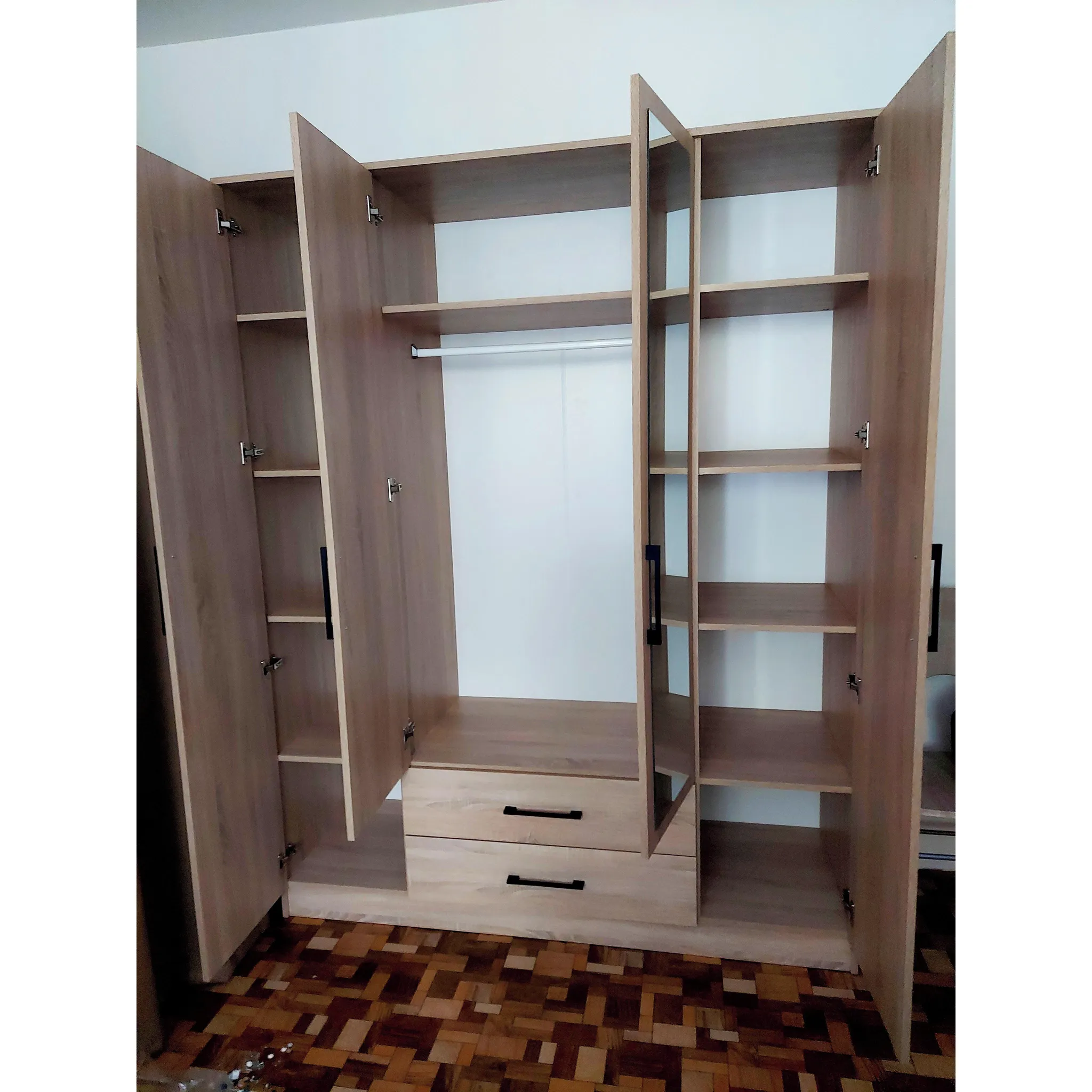 Fotografie 6 - Šatní skříň Topeshop Romana 160 se zrcadlem dub sonoma