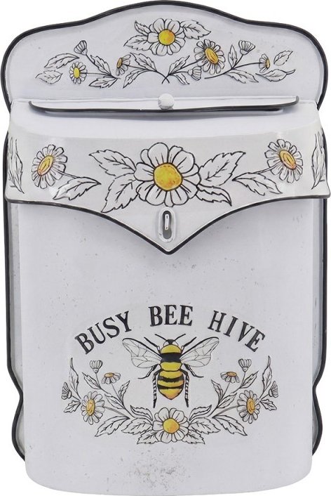 Krémová retro poštovní schránka s včelou Busy Bee Hive - 24*10*35 cm