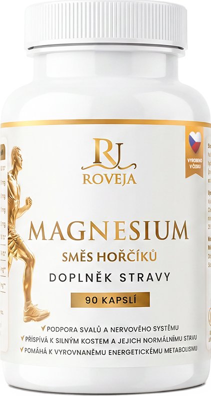 Hořčík ve 4 formách – 375 mg elementárního hořčíku + L-theanin a vitamin B6, 90 rostlinných kapslí