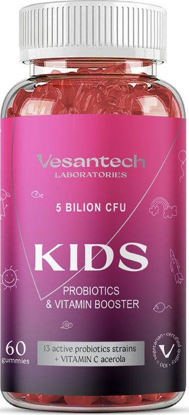 Vesantech Gummies Postbiotika KIDS, podpora dětské imunity a trávení, 5 mld CFU, 60 gummies