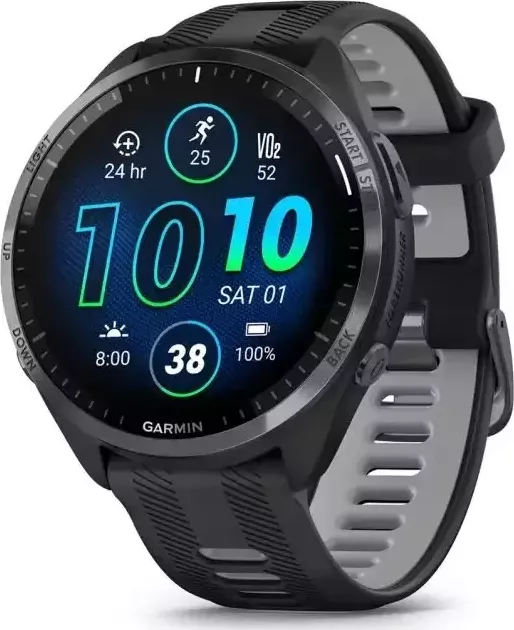 Garmin - 010-02809-10 - Forerunner® 965 - Titanová luneta Carbon Grey DLC, pouzdro Black, řemínek silicone Black/Grey