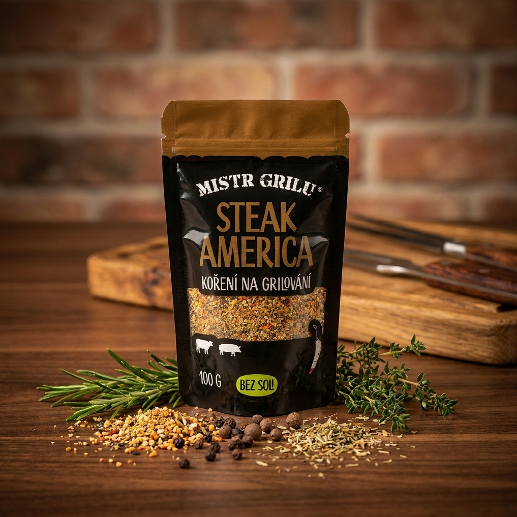Grilovací koření Mistr grilu Steak America BEZ SOLI, 100 g