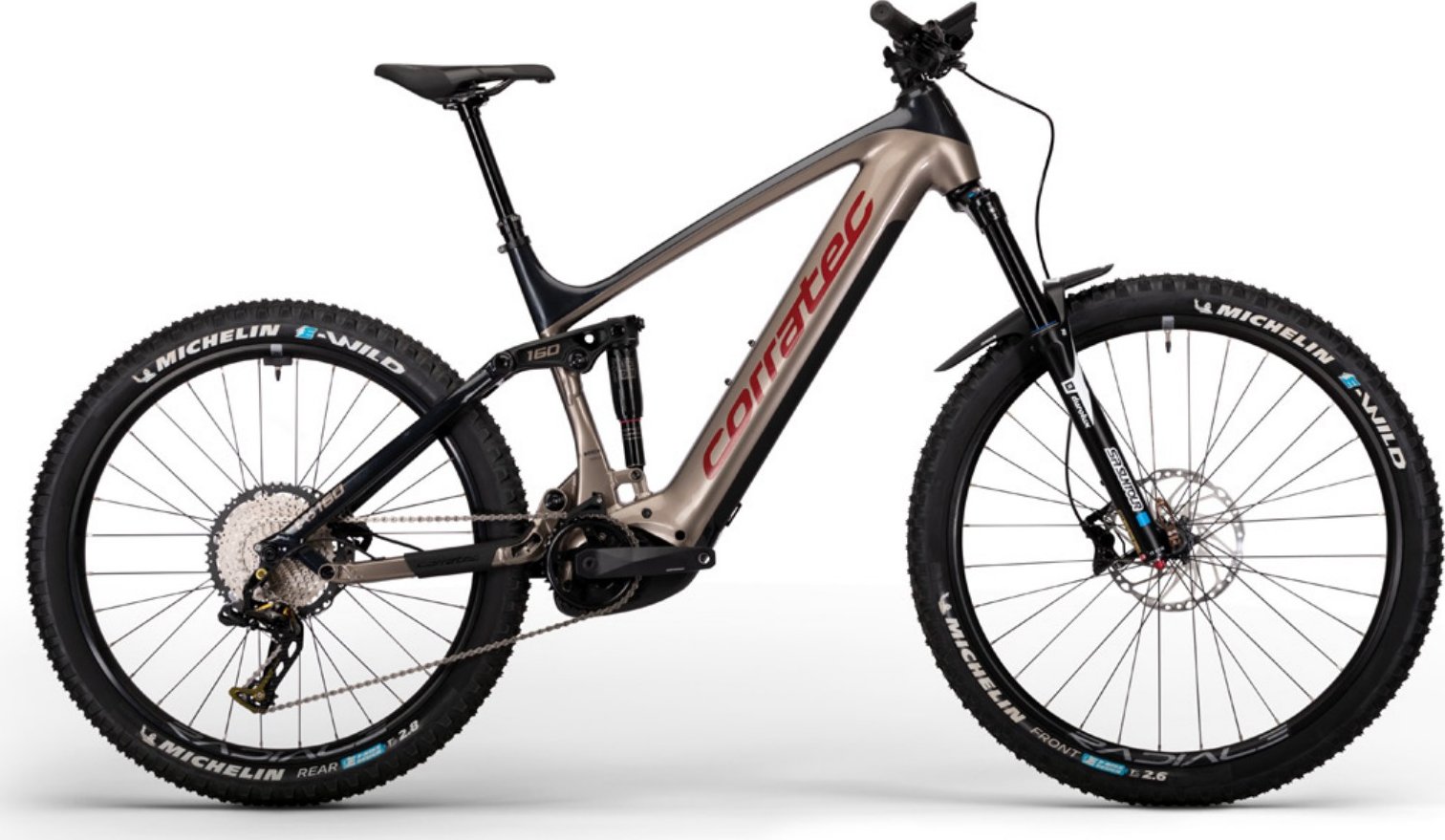 Celoodpružené elektrokolo Corratec E-Power RS 160 Pro Velikost: L sand metallic/dark red