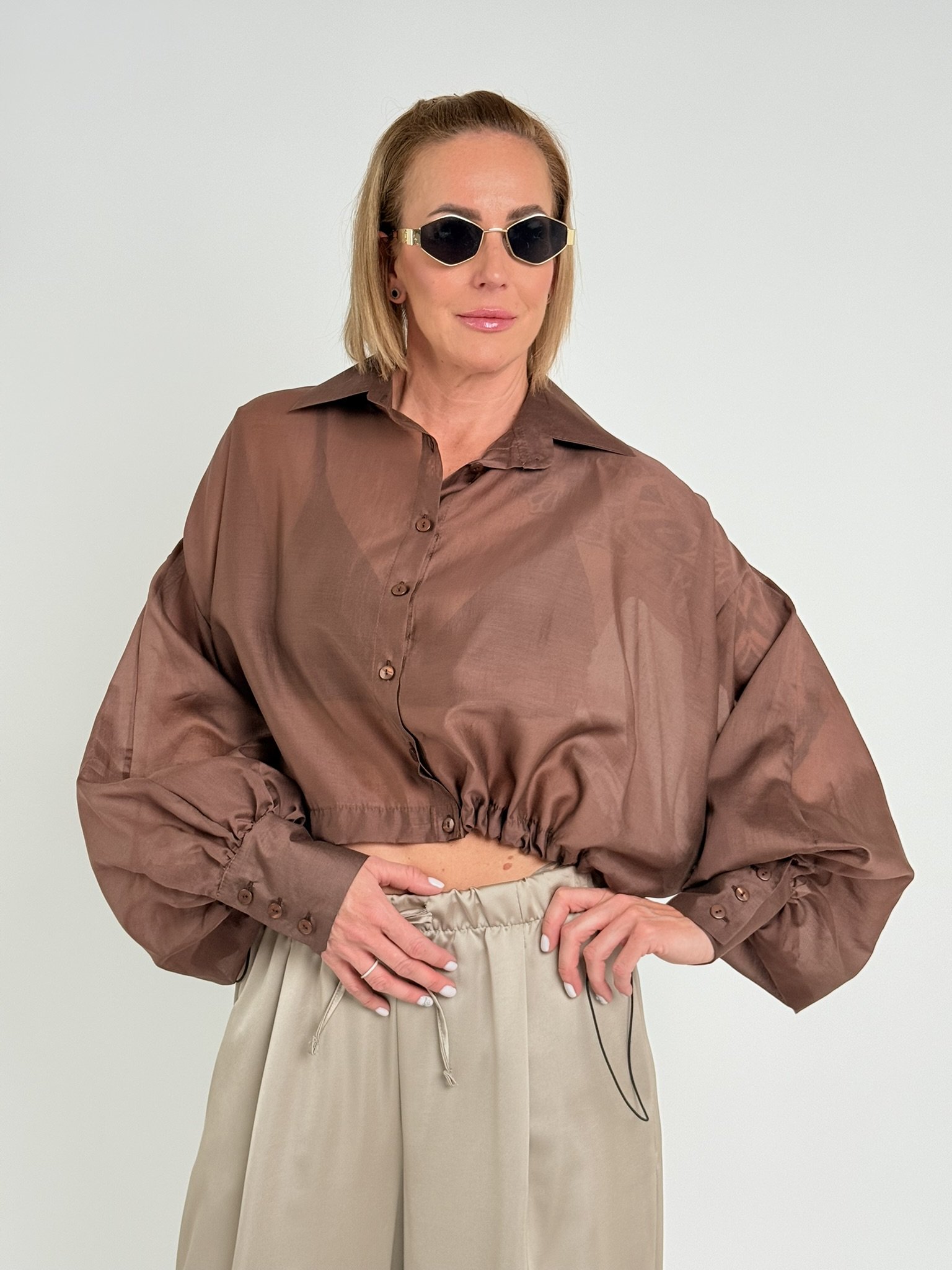 LAVESTINO Hnědá košile SOCIETY Hnědá, UNI XS-XL