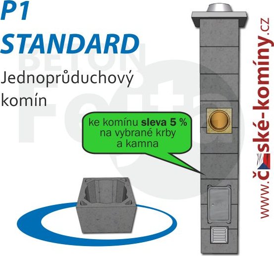 Komínová sestava STANDARD P1, 4 m, 160-90°, 1x čistič