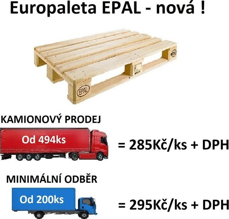 Nová europaleta EPAL 1200×800 mm (velkoobchodní prodej)