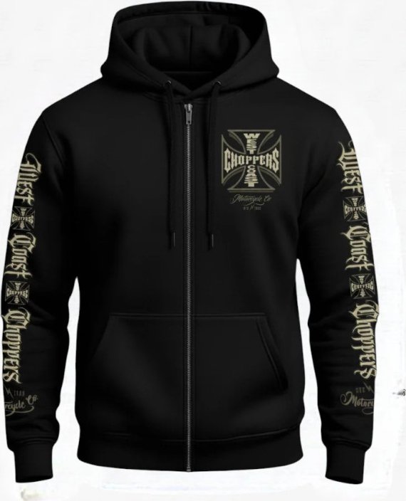West Coast Choppers Mikina na zip Gangscript černá M