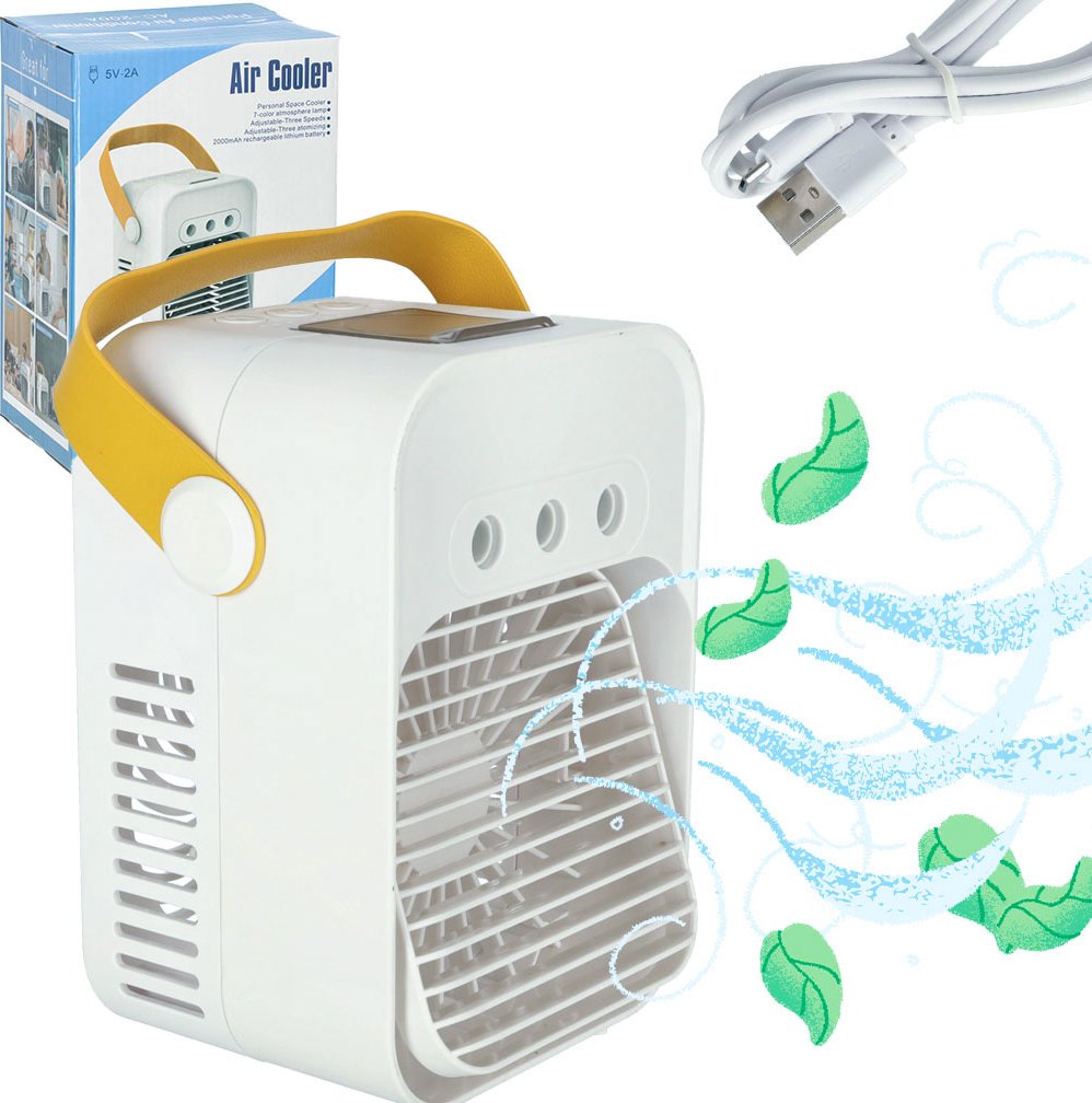 Tomido Klimatizátor přenosný mini stolní na vodu 3v1 USB LED KX3700