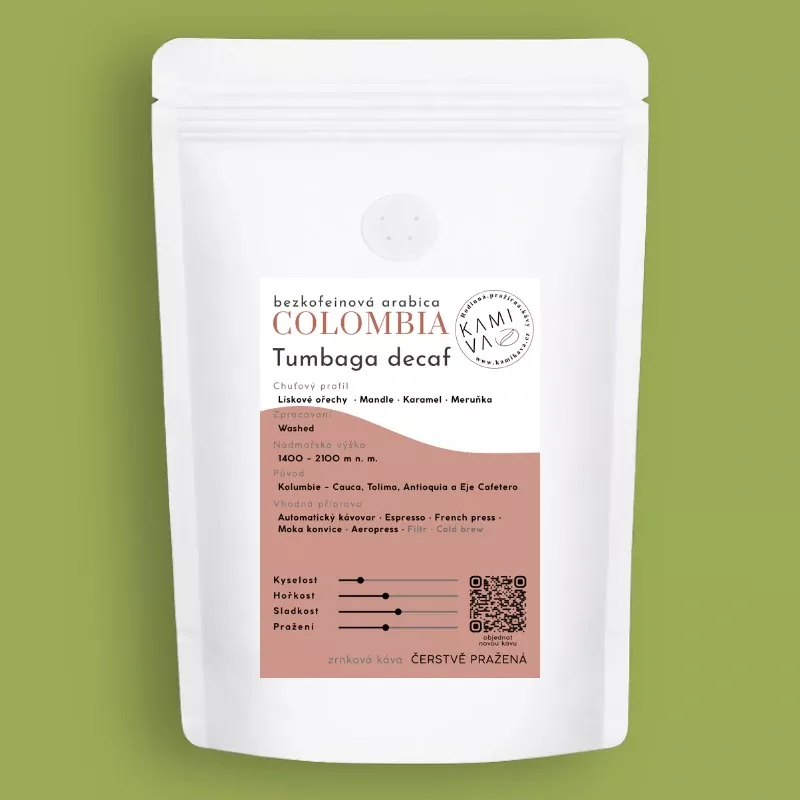 KAMIKAVA Colombia Tumbaga Decaf 250 g – sugarcane EA, ořechy, karamel