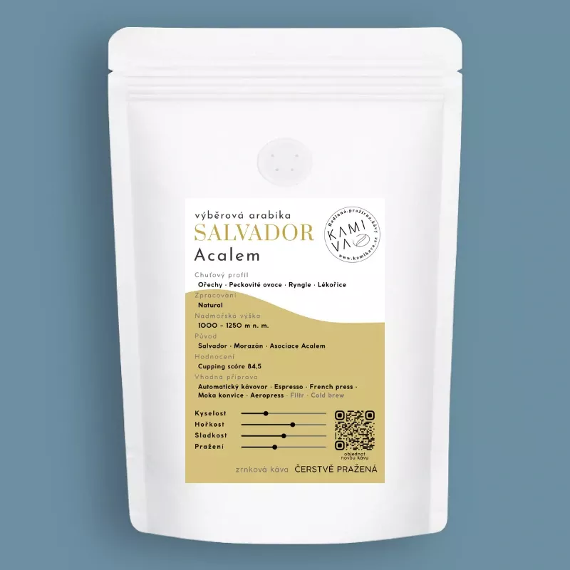 KAMIKAVA Salvador Acalem Natural 250 g – zrnková káva, Cuscatleco, ořechy, peckoviny