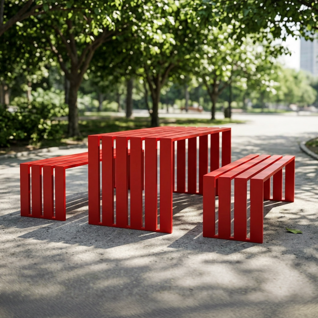Zahradní set Stripe Barva konstrukce: VÍNOVÁ ČERVENÁ (RAL3005), Délka konstrukce: 1200 mm