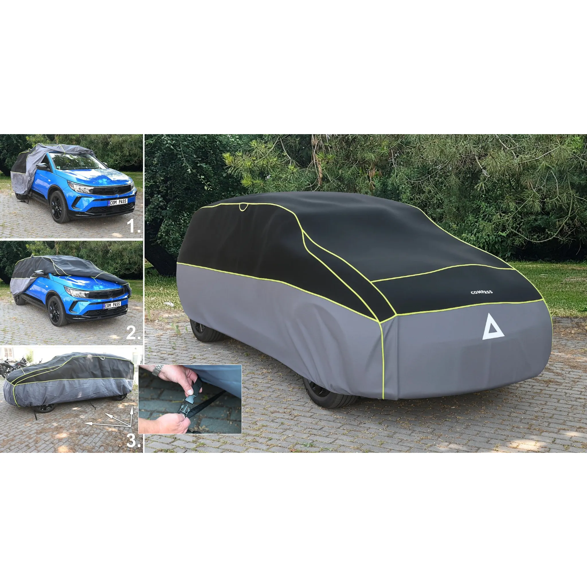 Fotografie 3 - Plachta na motorové vozidlo Compass Premium ochranná plachta proti kroupám 430 x 165 x 119 cm