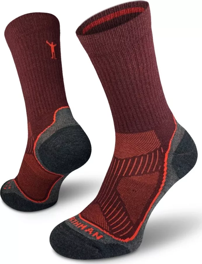 NORTHMAN TREK Silver Merino Light Vínové Velikost ponožek: N 45-47