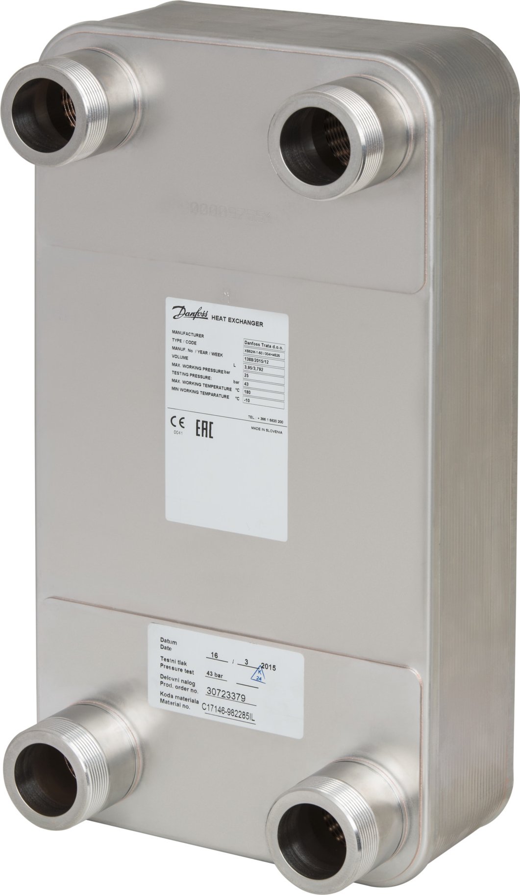 Danfoss Mikrodeskový výměník tepla, XB52M-2, Počet desek: 100