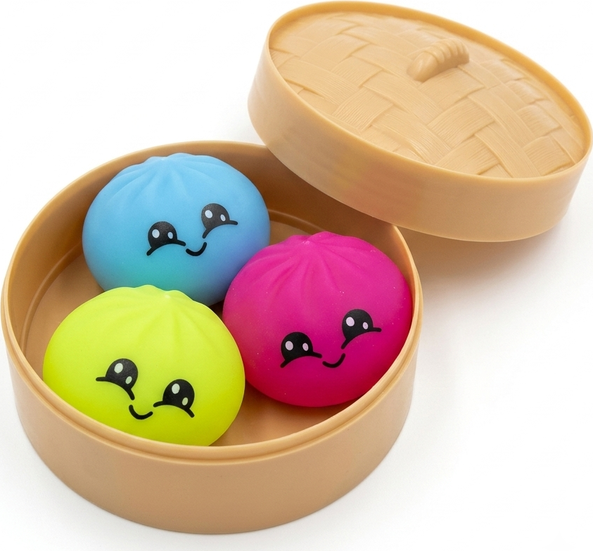 MikroTrading Squishy Dumpling Knedlíčky 3 ks v košíku
