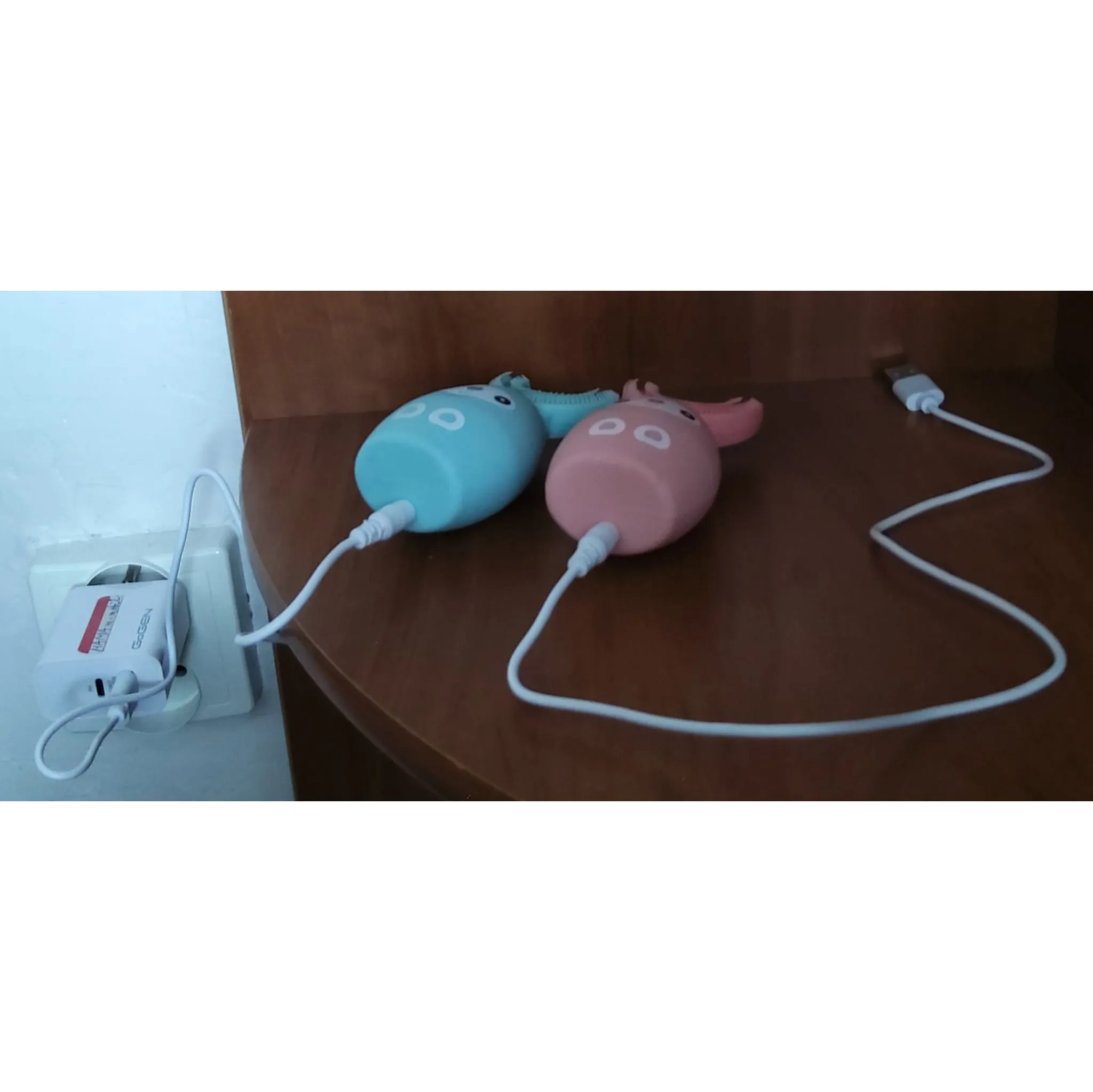 Fotografie 2 - Elektrický zubní kartáček Dětský elektrický zubní kartáček růžový