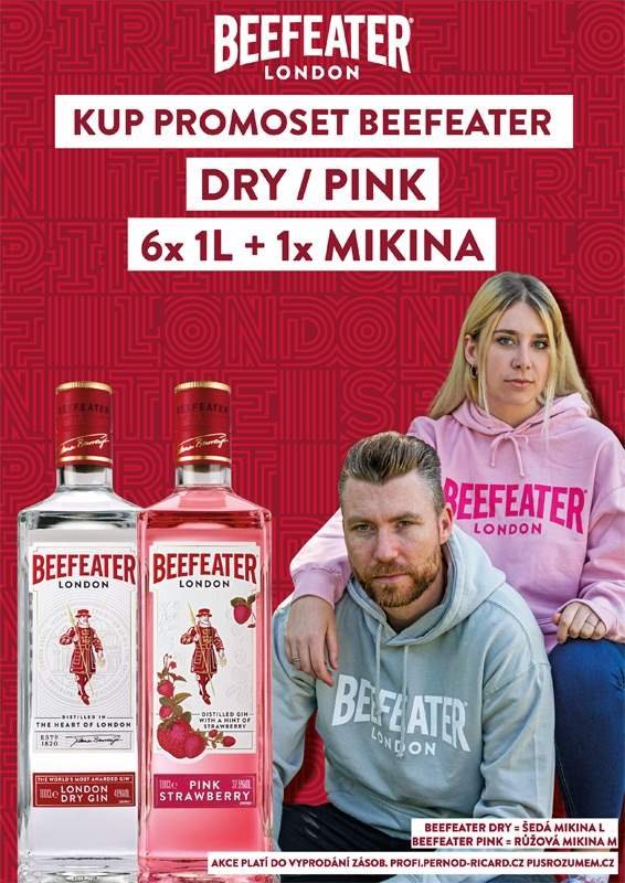 Beefeater Pink Strawberry 37,5% 6x1 l + mikina M