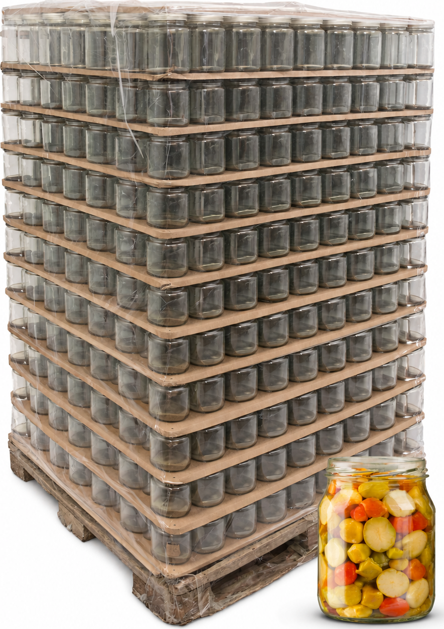 Paleta zavařovací sklenice 377 ml MORAVIA TO 66 na zeleninu | Zavarovacisklo.cz PALETA/počet ks na paletě: 2520