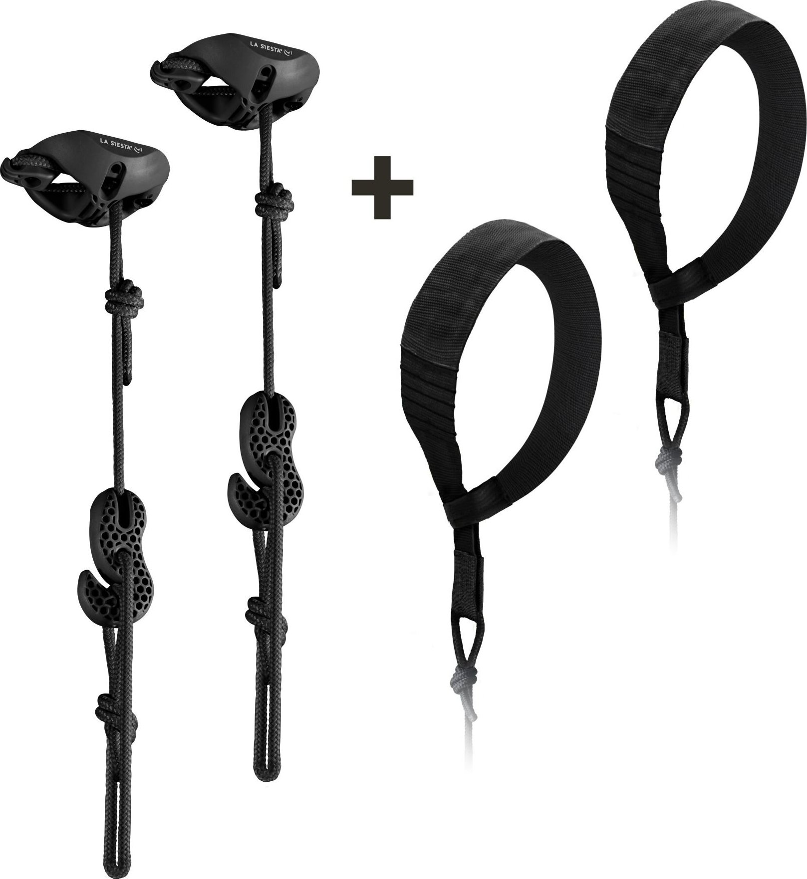 Univerzální závěsná sada La Siesta FlexMount 2point pro houpací sítě a sedačky černá